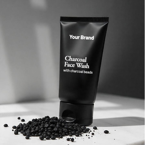 Charcoal face wash with charcoal beads