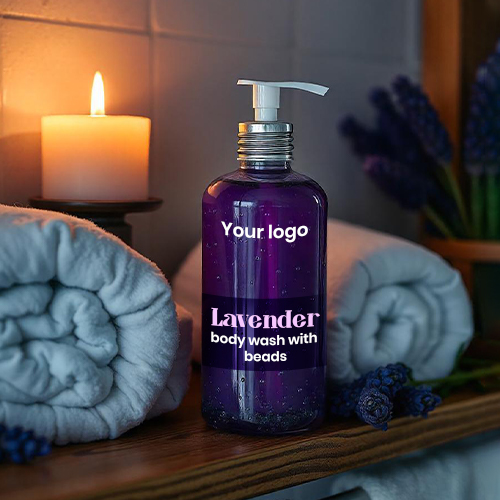 Lavender body wash with beads